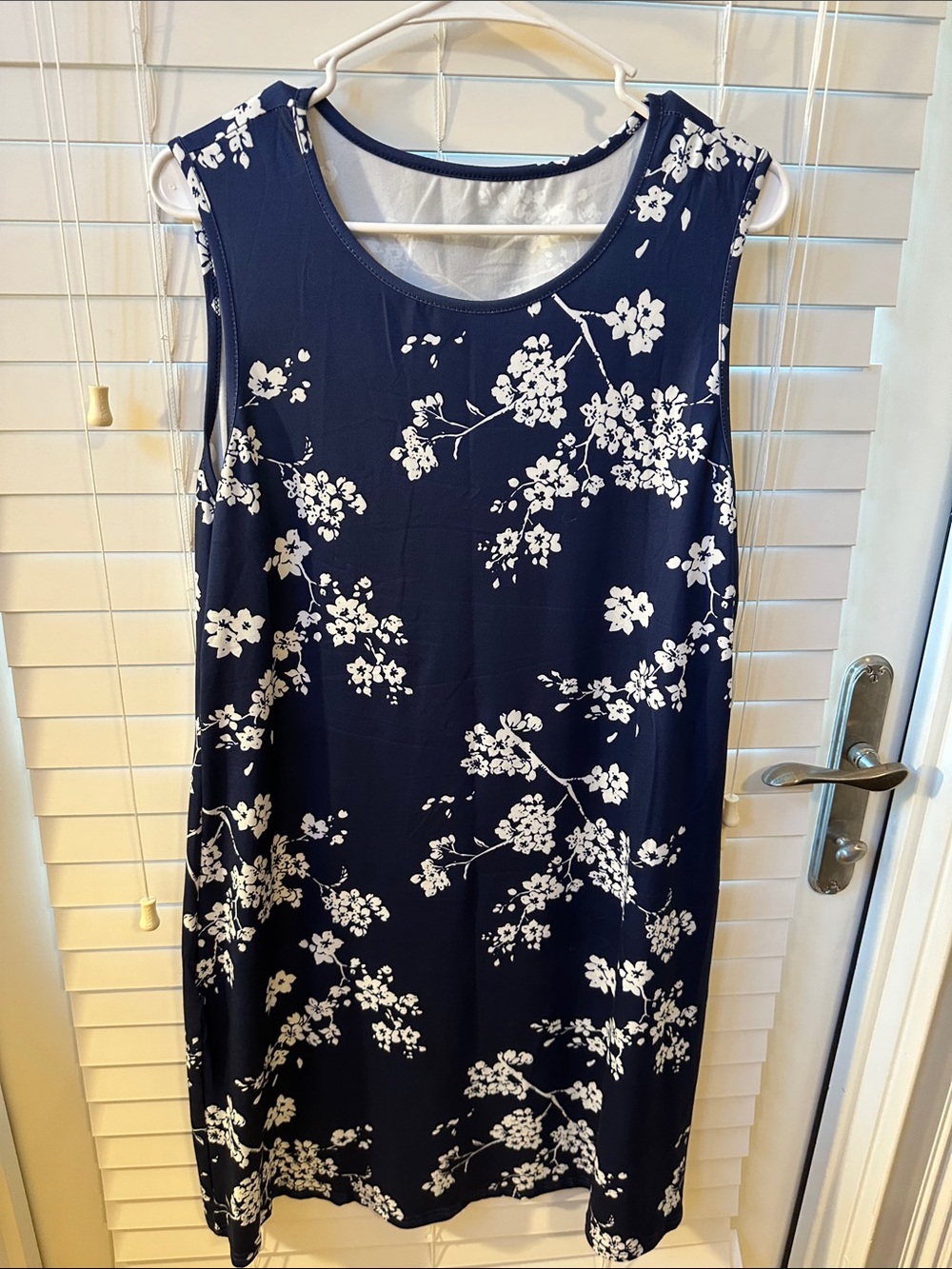 SHEIN Navy Blue Floral Sleeveless Shift Dress